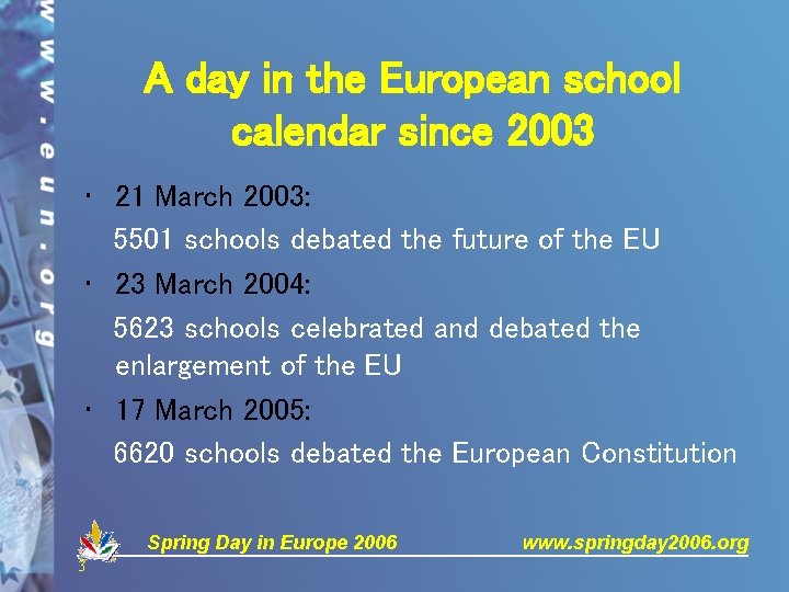 A day in the European school calendar since 2003 • 21 March 2003: 5501