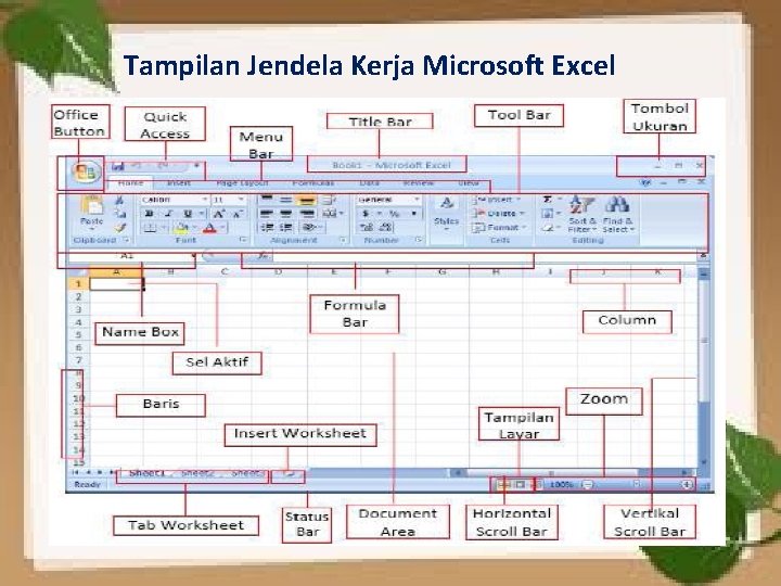 Tampilan Jendela Kerja Microsoft Excel 