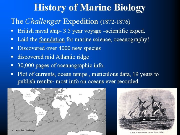 History of Marine Biology The Challenger Expedition (1872 -1876) § § § British naval