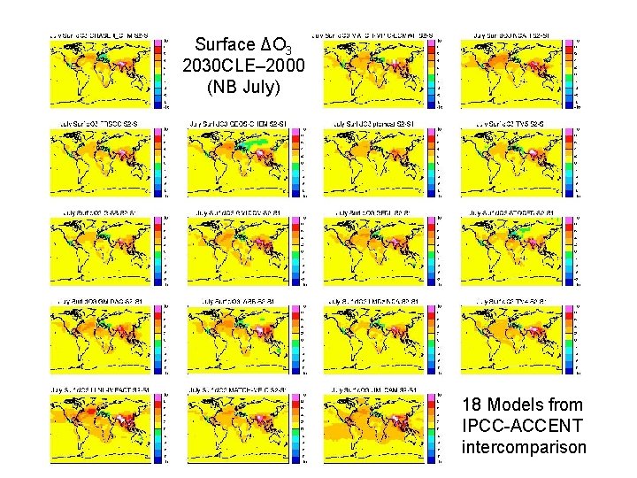 Surface ΔO 3 2030 CLE– 2000 (NB July) 18 Models from IPCC-ACCENT intercomparison 