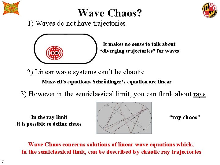 Wave Chaos? 1) Waves do not have trajectories It makes no sense to talk