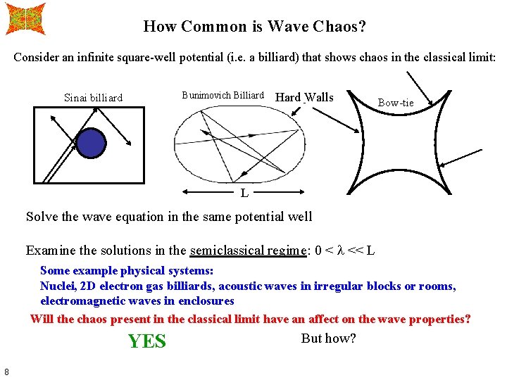 How Common is Wave Chaos? Consider an infinite square-well potential (i. e. a billiard)