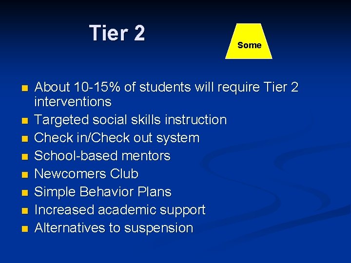Tier 2 n n n n Some About 10 -15% of students will require