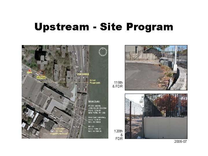 Upstream - Site Program 119 th & FDR 120 th & FDR 2006 -07