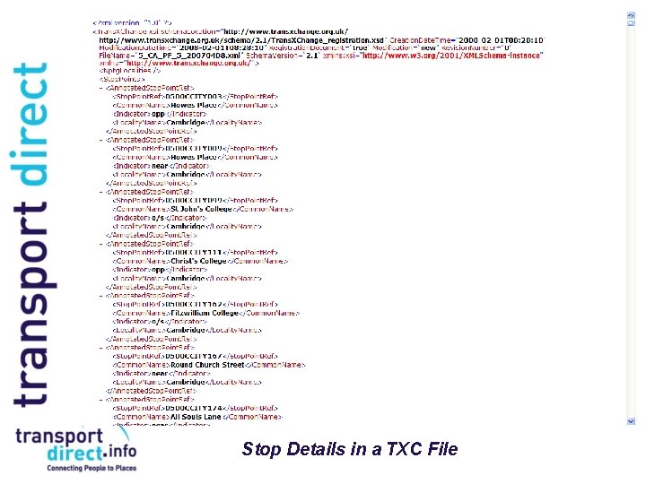 Stop Details in a TXC File 