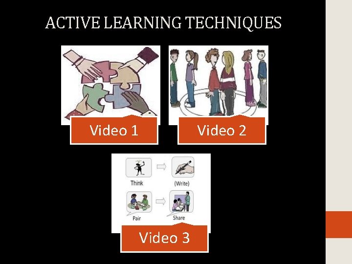 ACTIVE LEARNING TECHNIQUES Video 1 Video 2 Video 3 