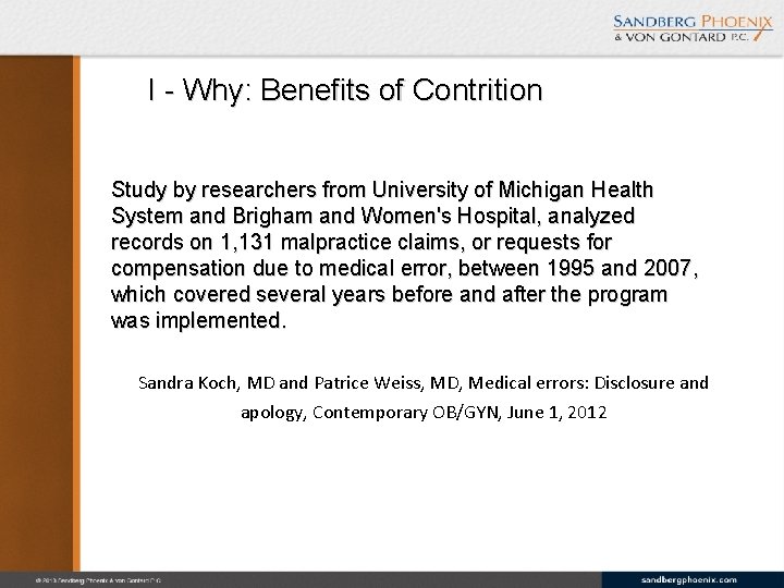 I - Why: Benefits of Contrition Study by researchers from University of Michigan Health