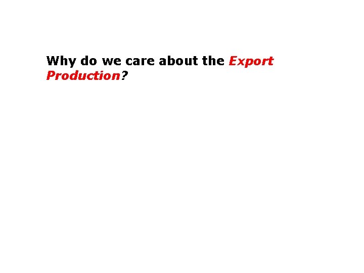 Why do we care about the Export Production? 