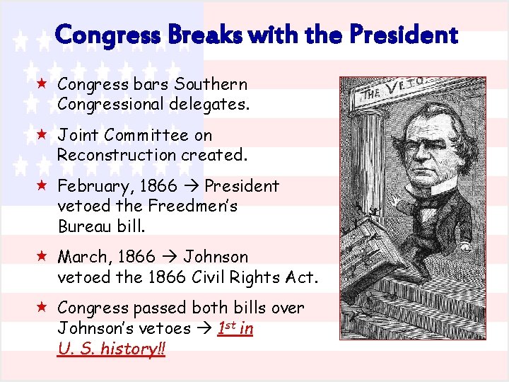 Congress Breaks with the President « Congress bars Southern Congressional delegates. « Joint Committee