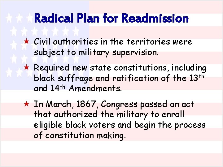 Radical Plan for Readmission « Civil authorities in the territories were subject to military