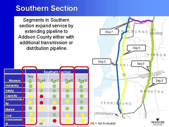 Southern Section Segments in Southern section expand service by extending pipeline to Addison County