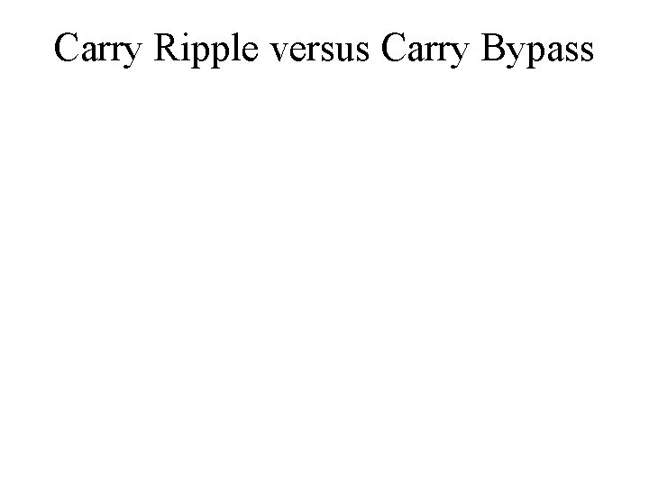 Carry Ripple versus Carry Bypass 