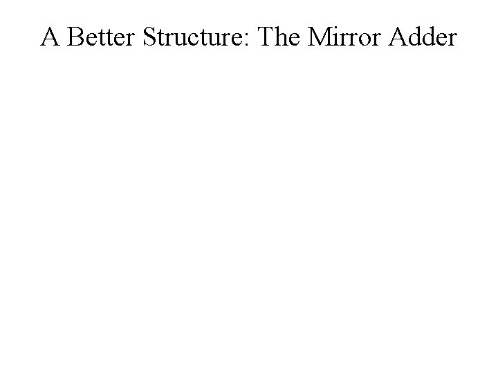 A Better Structure: The Mirror Adder 