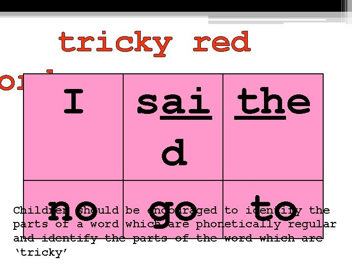 tricky red ords I sai the d no go to Children should be encouraged
