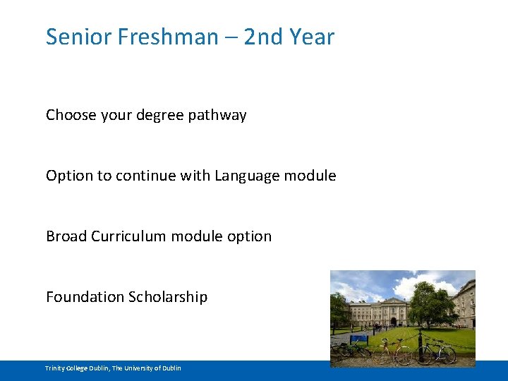 Senior Freshman – 2 nd Year Choose your degree pathway Option to continue with