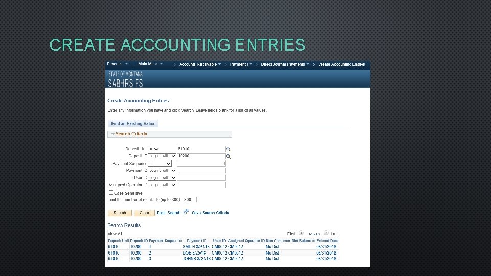 CREATE ACCOUNTING ENTRIES 