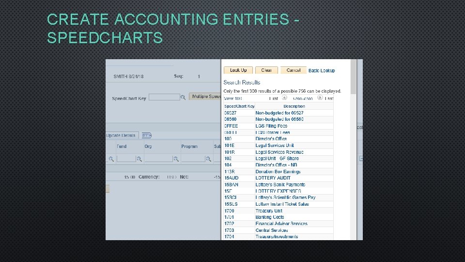 CREATE ACCOUNTING ENTRIES SPEEDCHARTS 