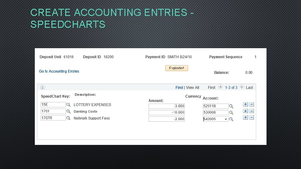 CREATE ACCOUNTING ENTRIES SPEEDCHARTS 