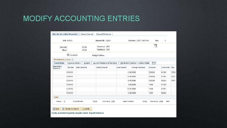 MODIFY ACCOUNTING ENTRIES 