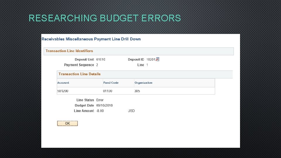 RESEARCHING BUDGET ERRORS 