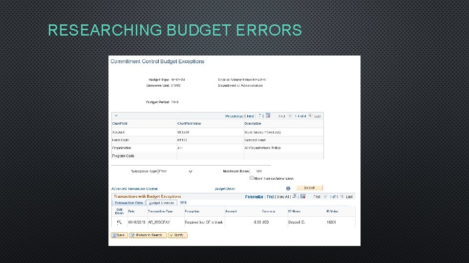 RESEARCHING BUDGET ERRORS 
