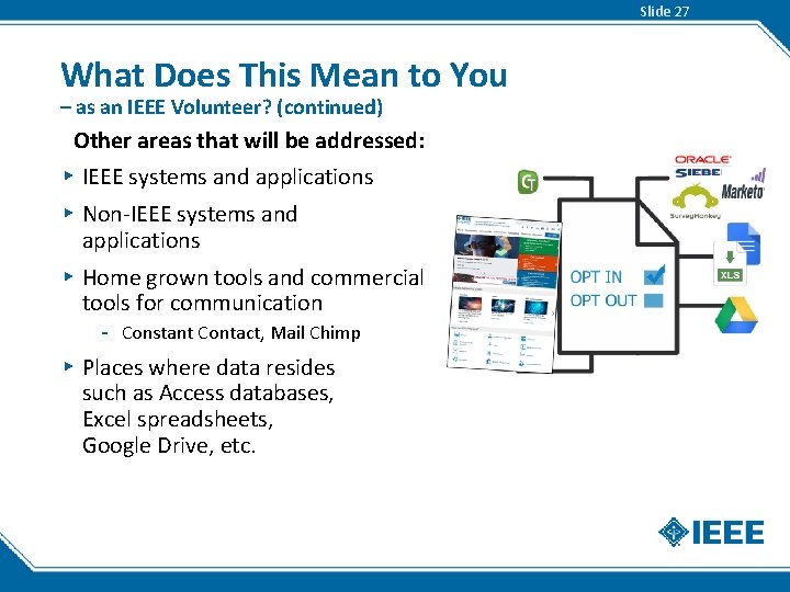 Slide 27 What Does This Mean to You – as an IEEE Volunteer? (continued)