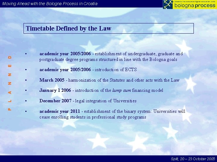 Moving Ahead with the Bologna Process in Croatia academic year 2005/2006 - establishment of