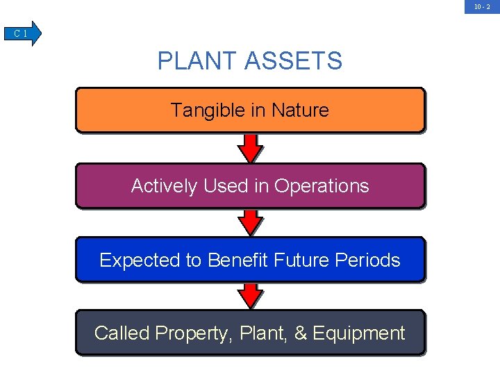 10 - 2 C 1 PLANT ASSETS Tangible in Nature Actively Used in Operations