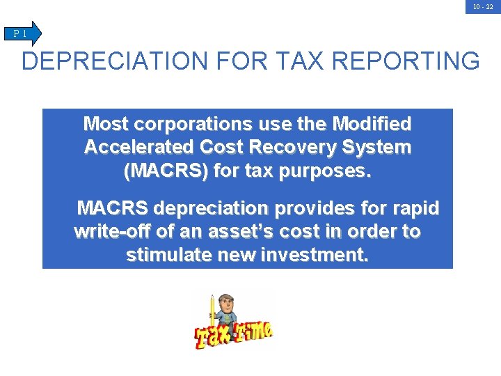 10 - 22 P 1 DEPRECIATION FOR TAX REPORTING Most corporations use the Modified