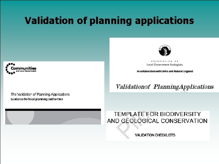 Validation of planning applications 
