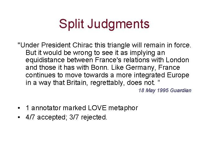 Split Judgments "Under President Chirac this triangle will remain in force. But it would