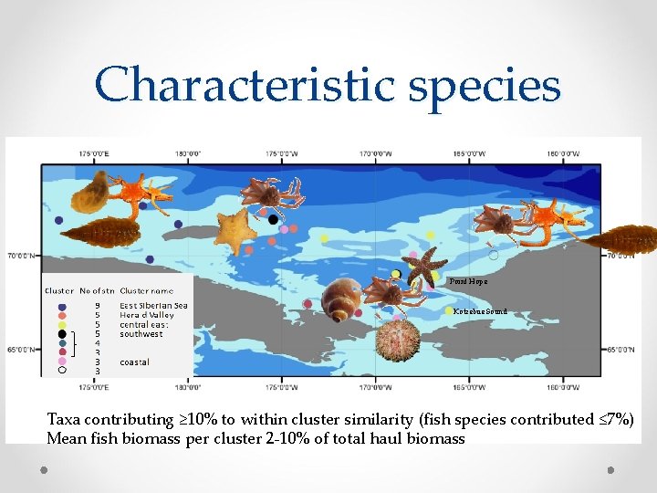 Characteristic species Point Hope Kotzebue Sound Bering Strait Taxa contributing ≥ 10% to within