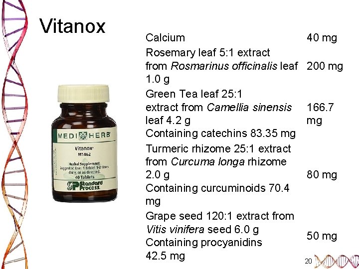 Vitanox Calcium Rosemary leaf 5: 1 extract from Rosmarinus officinalis leaf 1. 0 g