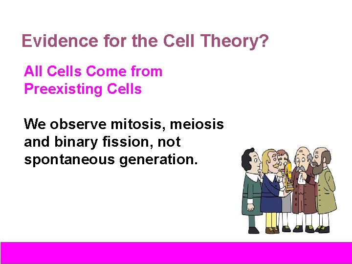Evidence for the Cell Theory? All Cells Come from Preexisting Cells We observe mitosis,