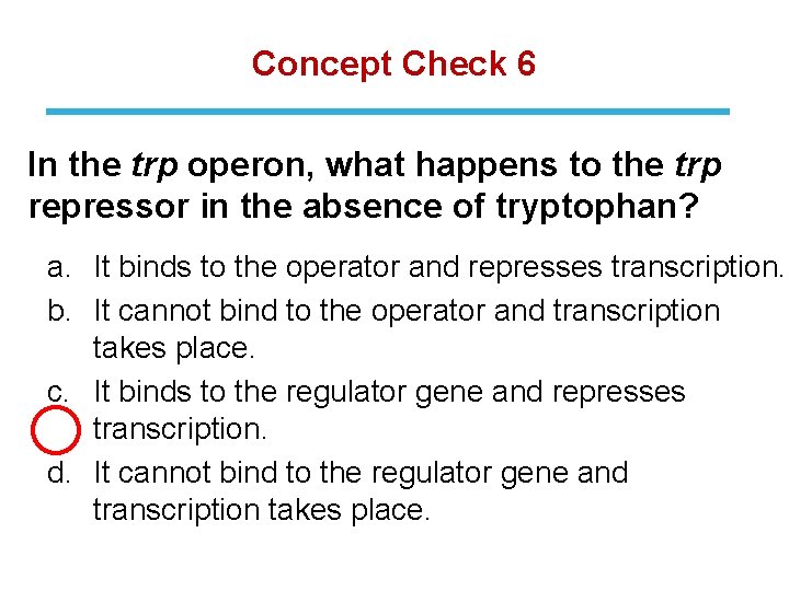 Concept Check 6 In the trp operon, what happens to the trp repressor in