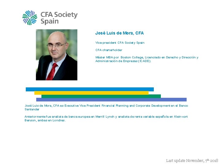 José Luis de Mora, CFA Vice-president CFA Society Spain CFA charterholder Máster MBA por