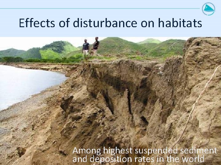 Effects of disturbance on habitats Among highest suspended sediment and deposition rates in the