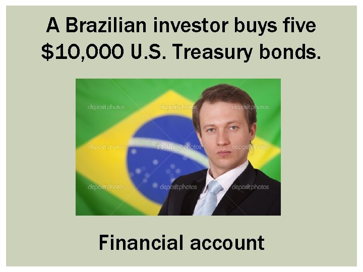 A Brazilian investor buys five $10, 000 U. S. Treasury bonds. Financial account 