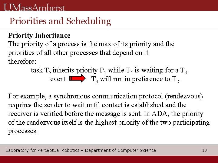 Priorities and Scheduling Priority Inheritance The priority of a process is the max of