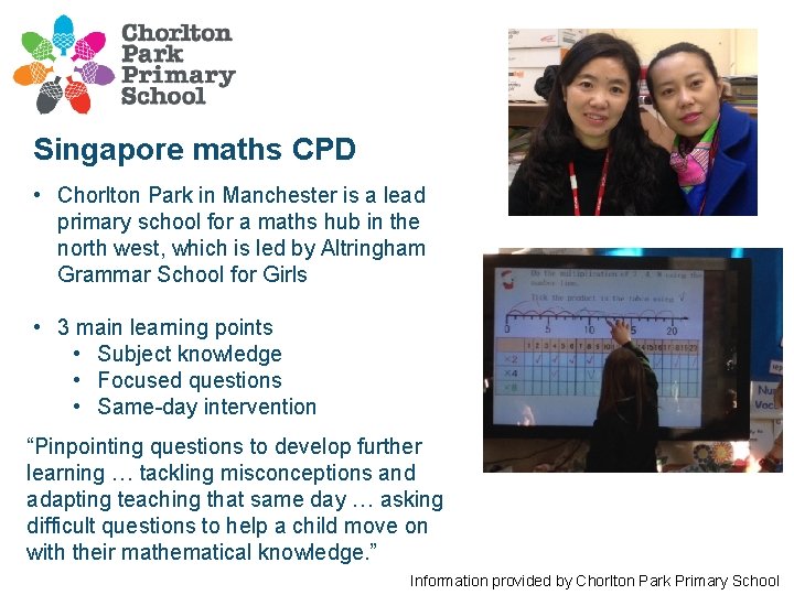 Singapore maths CPD • Chorlton Park in Manchester is a lead primary school for