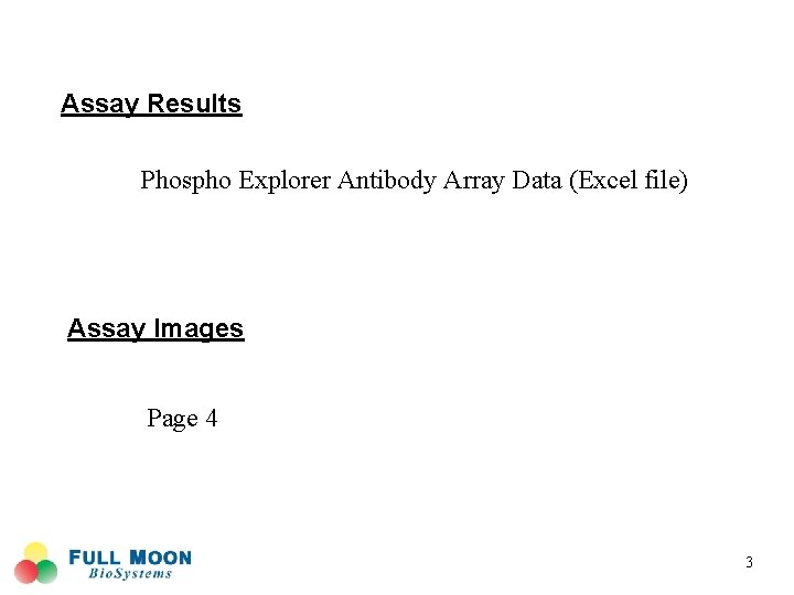 Assay Results Phospho Explorer Antibody Array Data (Excel file) Assay Images Page 4 3