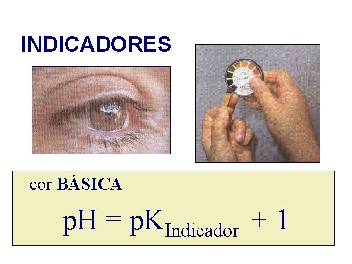 INDICADORES cor BÁSICA p. H = p. KIndicador + 1 INDICADORES cor BÁSICA p. H = p. KIndicador + 1