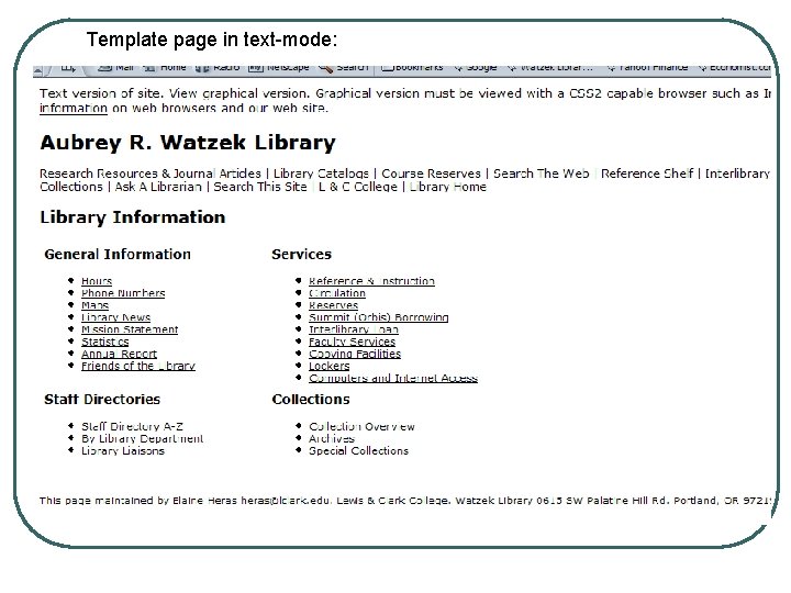 Template page in text-mode: 