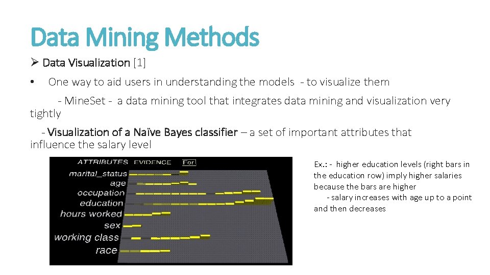 Data Mining Methods Ø Data Visualization [1] • One way to aid users in