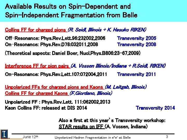 Available Results on Spin-Dependent and Spin-Independent Fragmentation from Belle Collins FF for charged pions