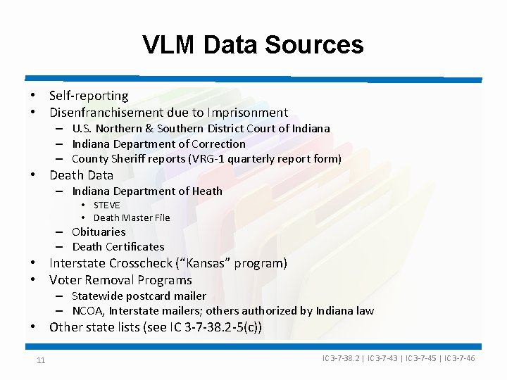 VLM Data Sources • Self-reporting • Disenfranchisement due to Imprisonment – U. S. Northern