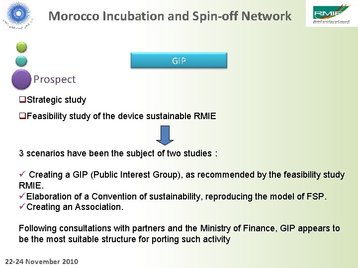 Morocco Incubation and Spin-off Network GIP Prospect q. Strategic study q. Feasibility study of