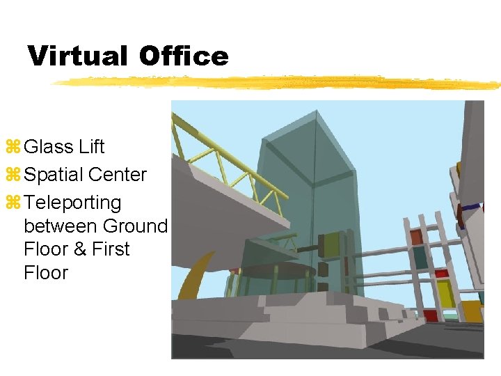Virtual Office z Glass Lift z Spatial Center z Teleporting between Ground Floor &