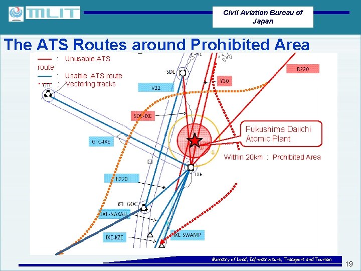 Civil Aviation Bureau of Japan The ATS Routes around Prohibited Area ——　: 　 Unusable