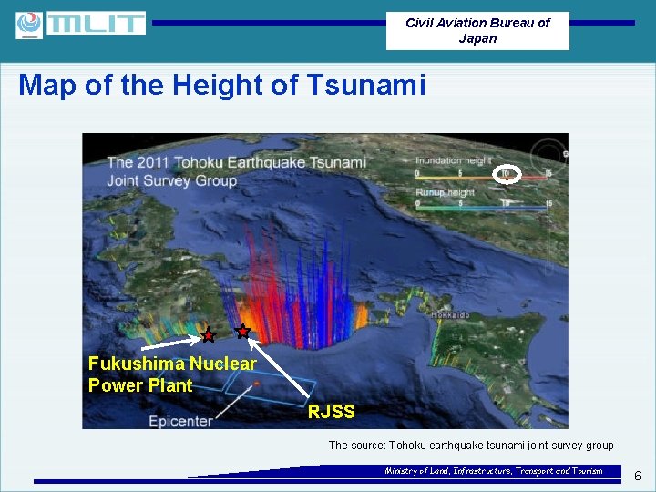 Civil Aviation Bureau of Japan Map of the Height of Tsunami Fukushima Nuclear Power